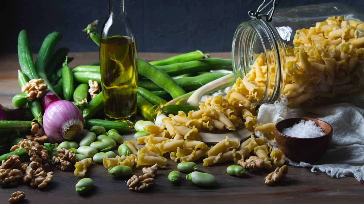 Ingredients for a spring pasta